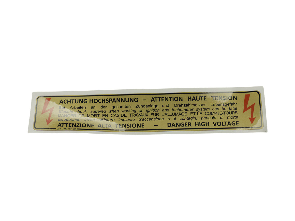 Porsche 928 964 993 1977-97 High Voltage Warning Sticker Alternative Version 96470116300 partworks