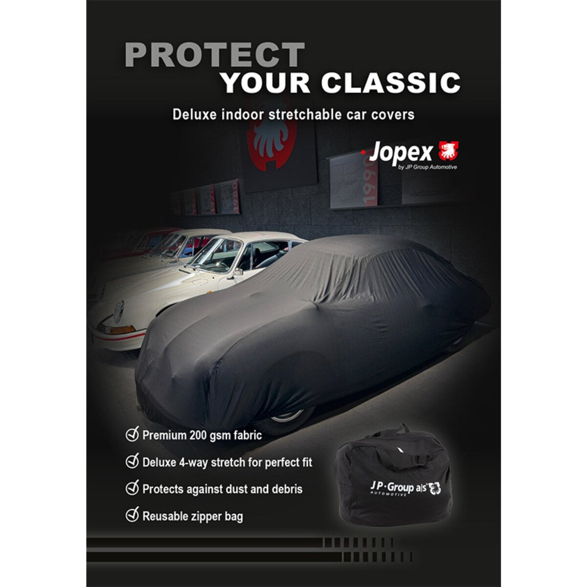 Porsche 911 F G 912 912E 964 991 993 996 997 1963-2020 Black Deluxe Indoor Car Cover JP Dansk