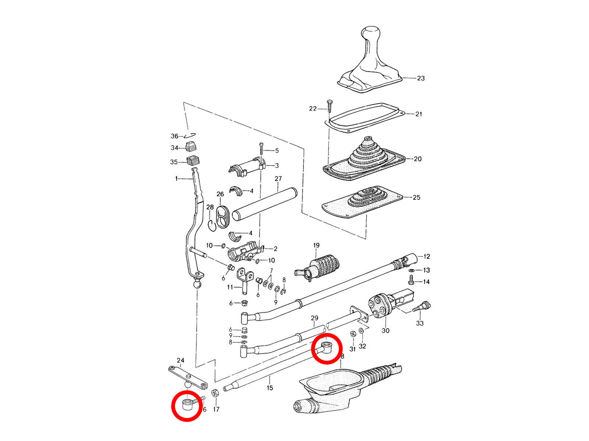 Porsche 964 993 1988-97 Gear Linkage Bearing Bushes Pair 92842400501 partworks