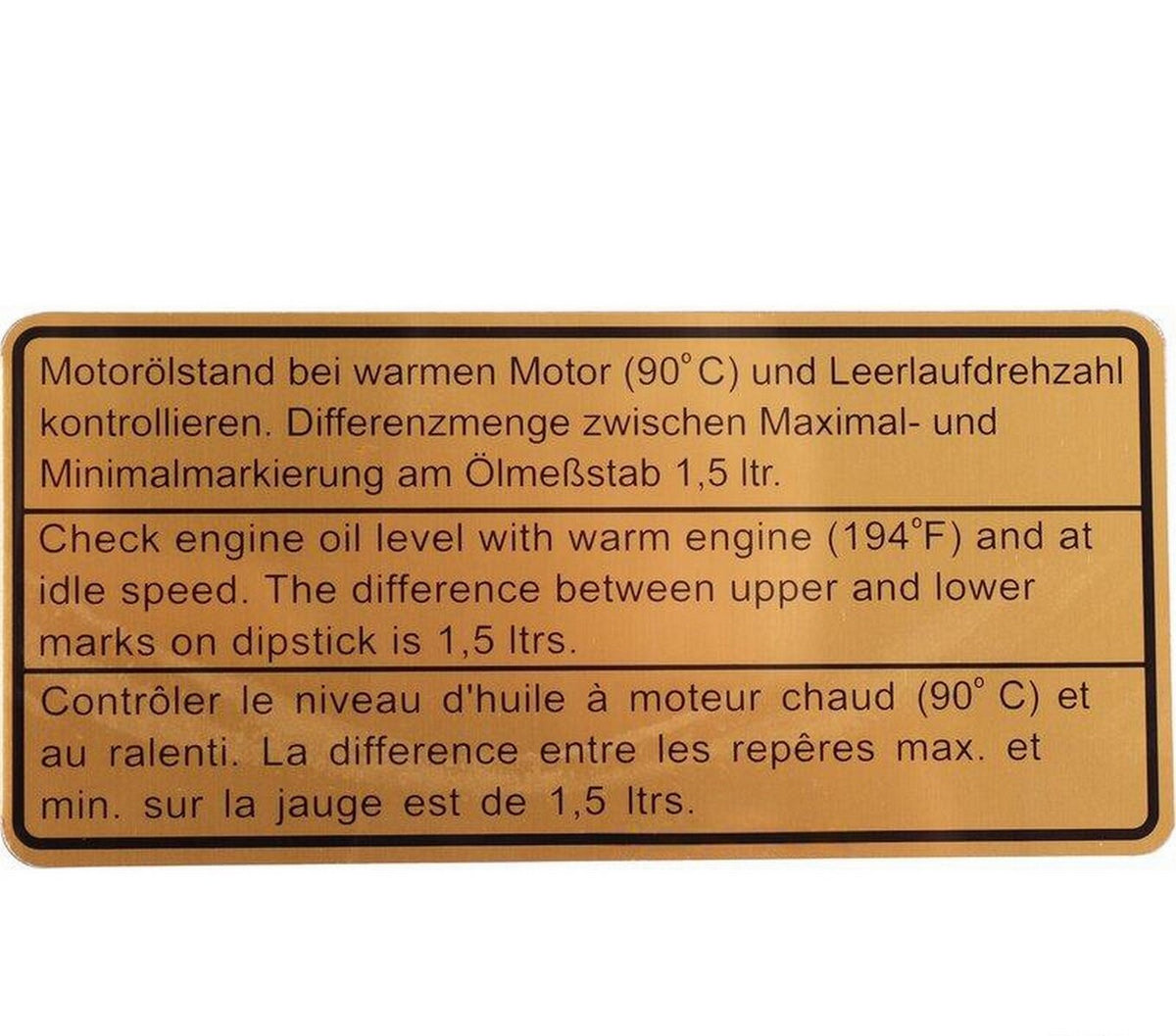 Porsche 964 993 1988-97 Oil Level Instruction Sticker 96400611100 partworks