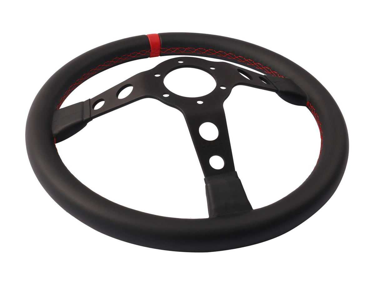 Porsche 911 912E 928 964 993 1963-97 Track-Only Black Leather Steering Wheel Red Stitching PCG34708420 Porsche