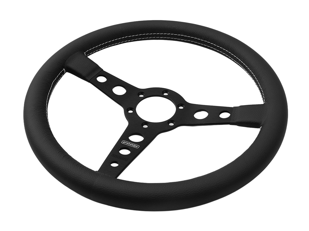 Porsche 911 912 912E 914 924 928 944 964 968 993 1963-97 Non-Airbag Prototipo Smooth Leather Black 350mm Steering Wheel MOMO