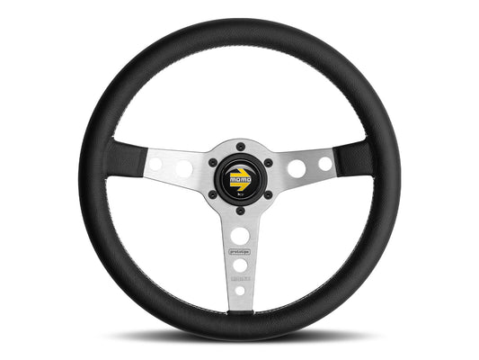 Porsche 911 912 912E 914 924 928 944 964 968 993 1963-97 Non-Airbag Prototipo Smooth Leather Black Silver 350mm Steering Wheel MOMO