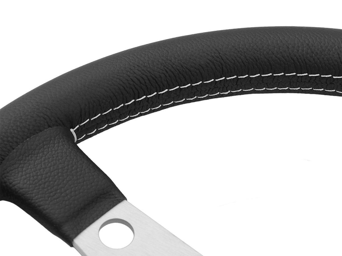 Porsche 911 912 912E 914 924 928 944 964 968 993 1963-97 Non-Airbag Prototipo Smooth Leather Black Silver 350mm Steering Wheel MOMO
