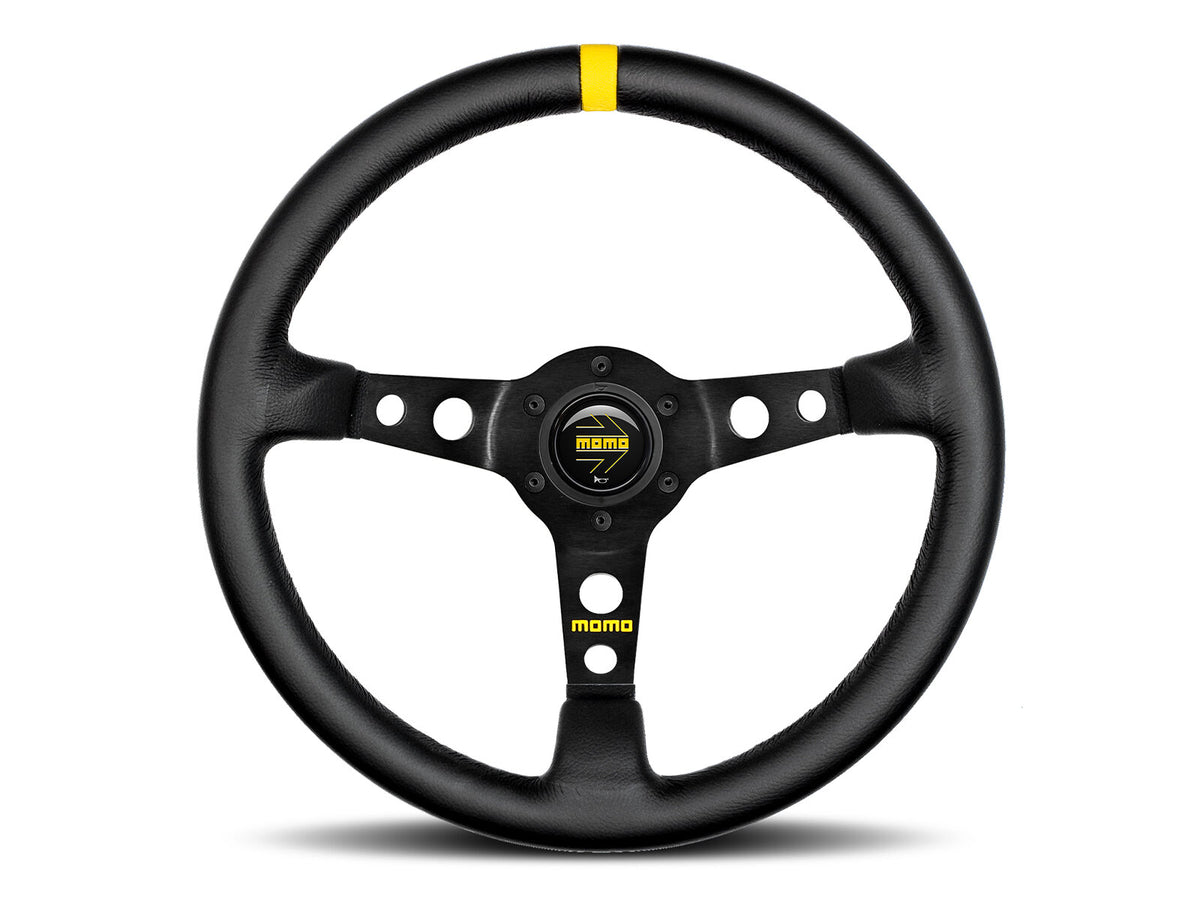 Porsche 911 912 912E 914 924 928 944 964 968 993 1963-97 Non-Airbag Mod 07 Smooth Leather Black 350mm Steering Wheel MOMO