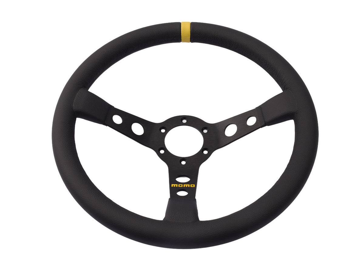 Porsche 911 912 912E 914 924 928 944 964 968 993 1963-97 Non-Airbag Mod 07 Smooth Leather Black 350mm Steering Wheel MOMO