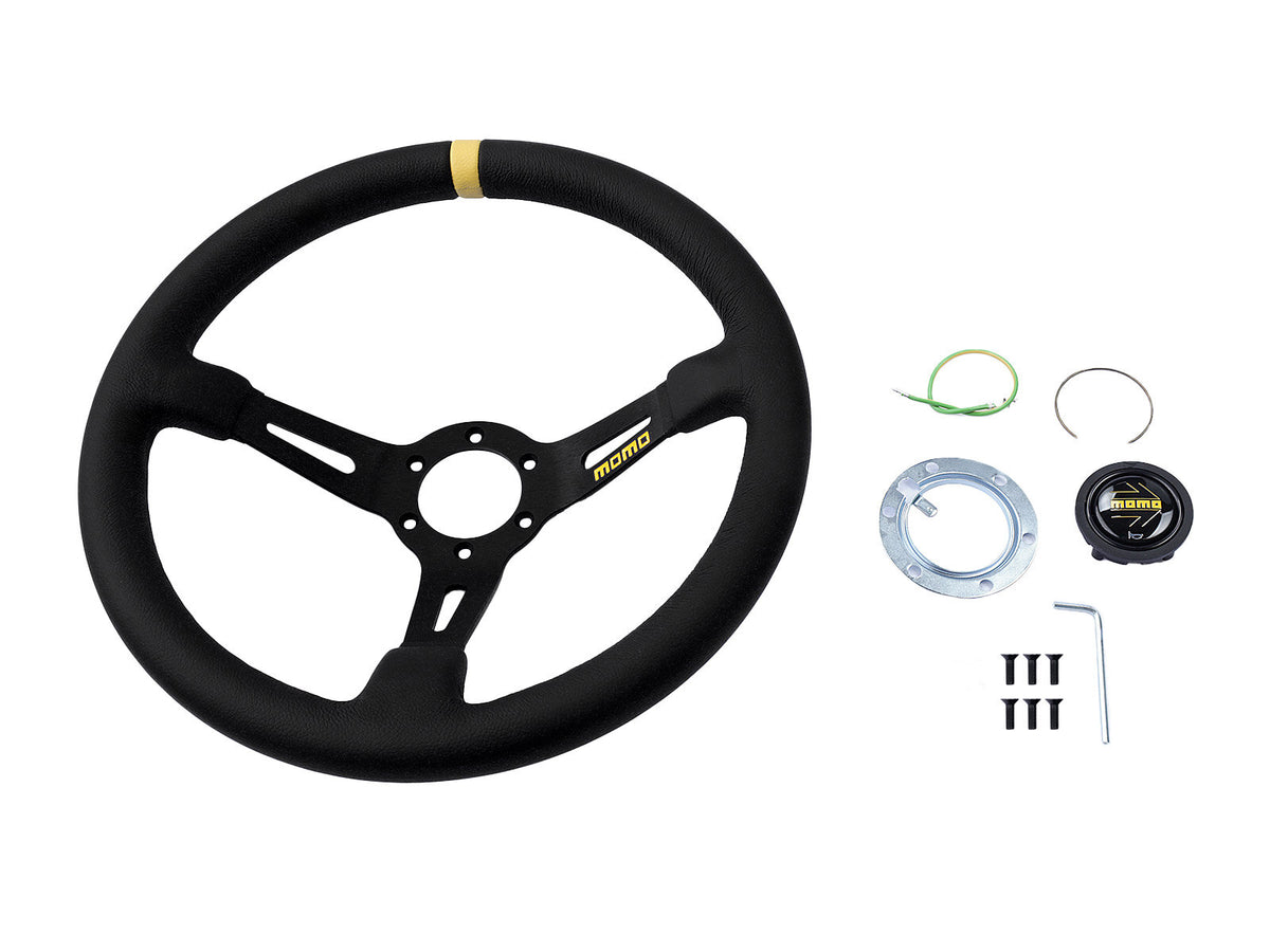 Porsche 911 912 912E 914 924 928 944 964 968 993 1963-97 Non-Airbag Mod 08 Smooth Leather Black 350mm Steering Wheel MOMO