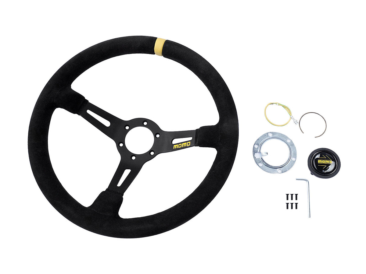 Porsche 911 912 912E 914 924 928 944 964 968 993 1963-97 Non-Airbag Mod 08 Suede Black 350mm Steering Wheel MOMO