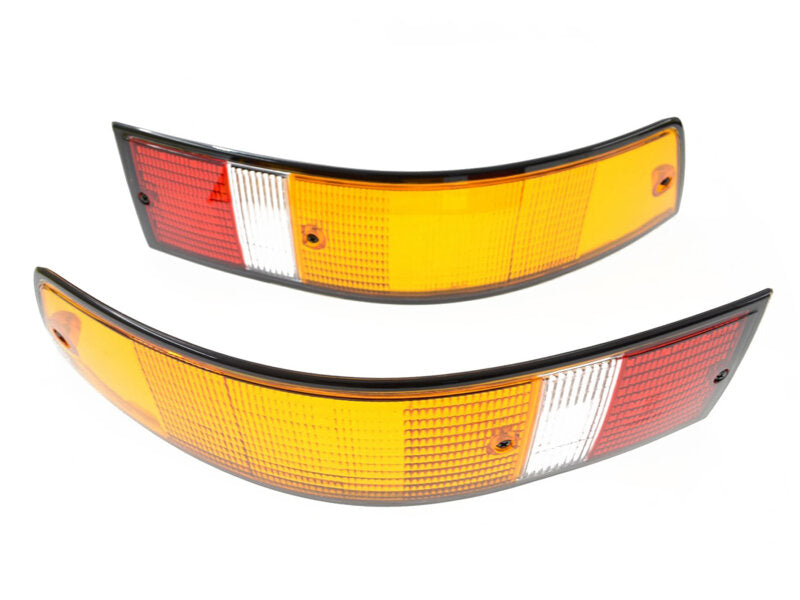 Porsche 911 F G 1973-89 EU Rear Light Lens Pair Black Border partworks 91163140330